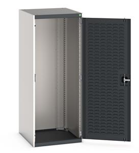 cubio cupboard with louvre doors. WxDxH: 650x650x1600mm. RAL 7035/5010 or selected Cubio Bott Cupboards to add Drawers, Shelves, CNC, Perfo or Louvre Storage